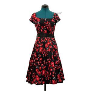 H&R London red rose and black swing dress M